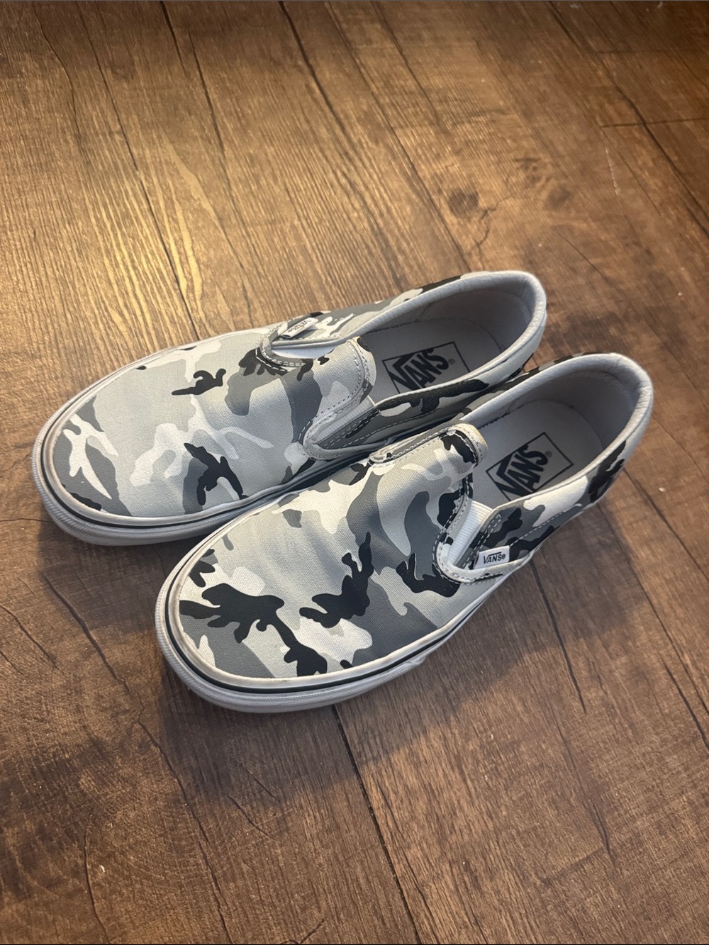 Vans Slip-On Camo Canvas Loafers in Grey & Black